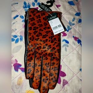 NEW Lauren Ralph Lauren cheetah gloves MSRP $125